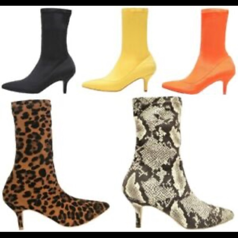 Ankle High Sock Pointed Toe Kitten Low Heel Boots